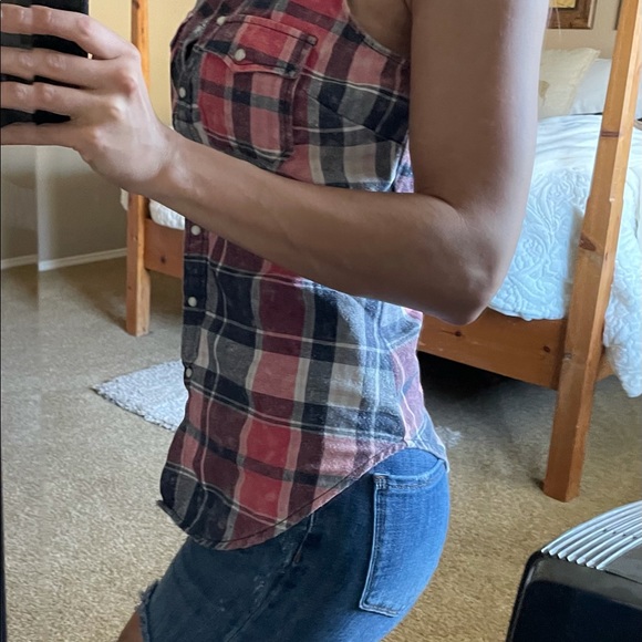 Maurices Tops - Maurices Plaid Racerback Pearlsnap